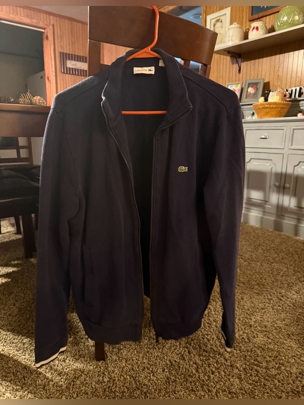 Lacoste Men's Navy Blue Full-Zip Track Jacket Sweatshirt [Medium]
